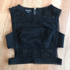 Black lace bandeau cropped top
